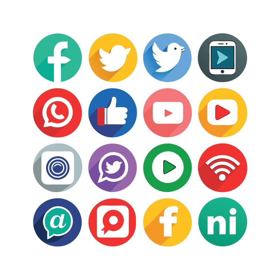 Social Media Icon Set Collection for Websites and Mobile Applications vector