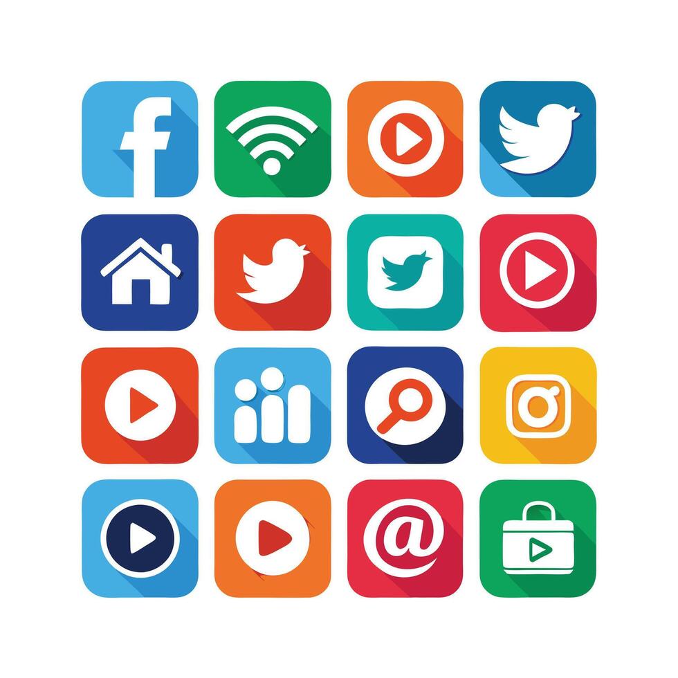 Social Media Icon Set Collection for Websites and Mobile Applications vector
