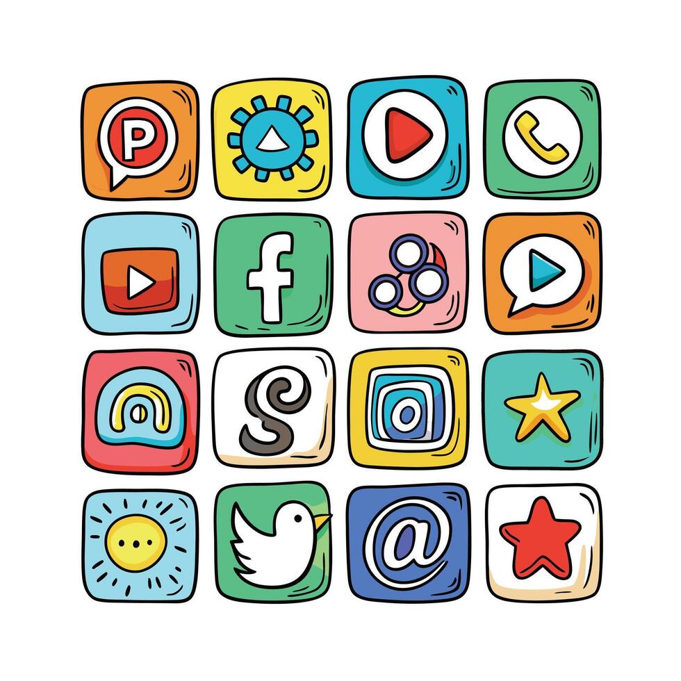 Social Media Icon Set Collection for Websites and Mobile Applications vector