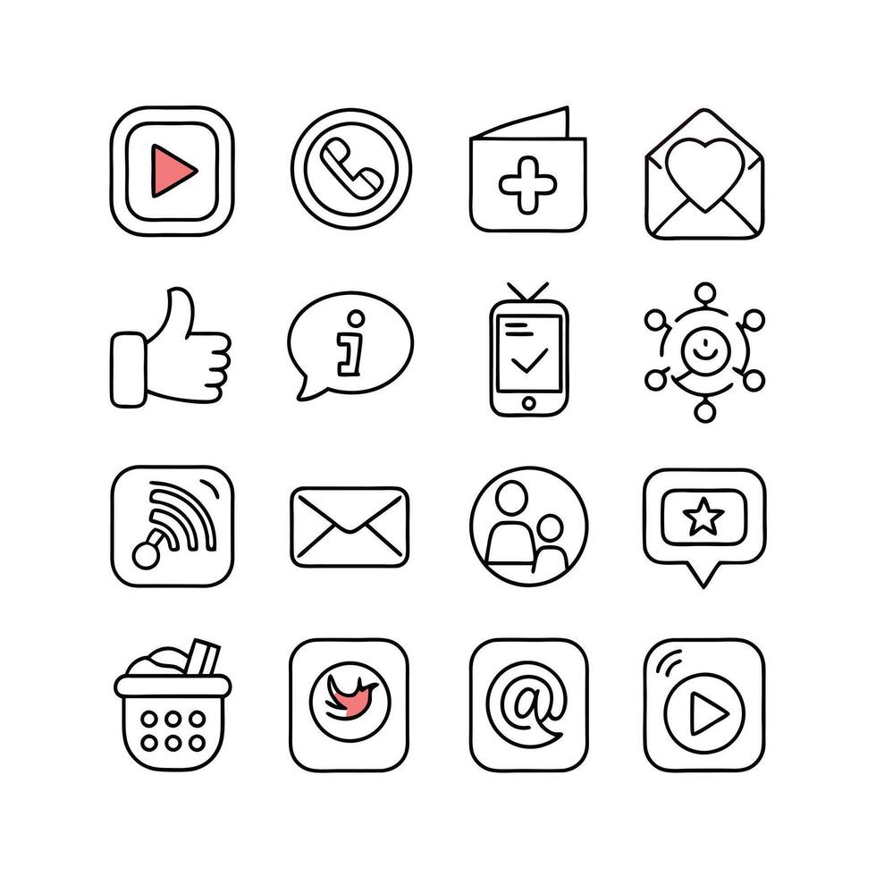 Social Media Icon Set Collection for Websites and Mobile Applications vector