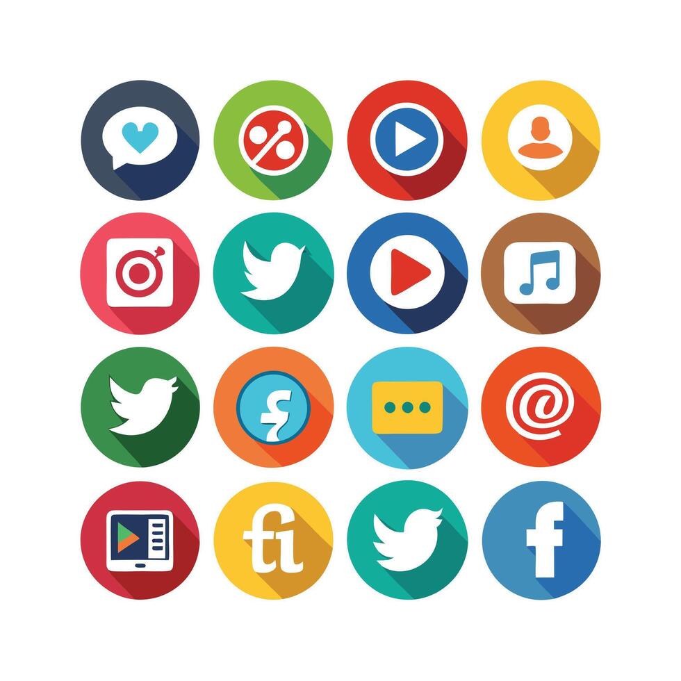 Social Media Icon Set Collection for Websites and Mobile Applications vector