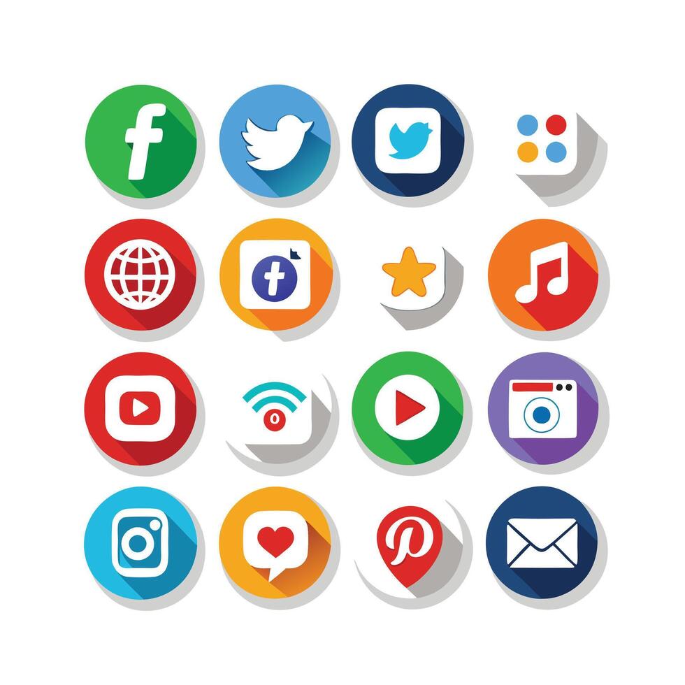 Social Media Icon Set Collection for Websites and Mobile Applications vector