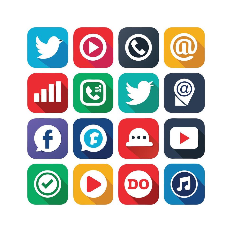Social Media Icon Set Collection for Websites and Mobile Applications vector