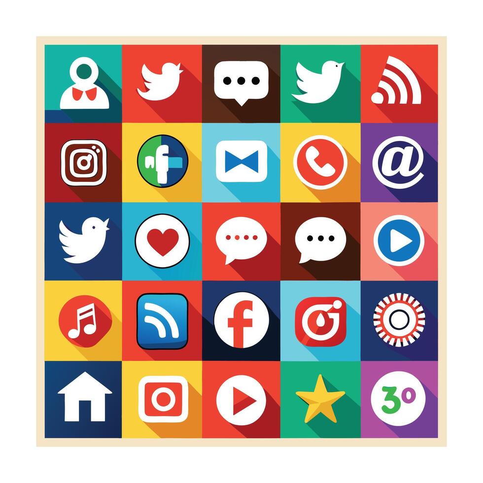 Social Media Icon Set Collection for Websites and Mobile Applications vector