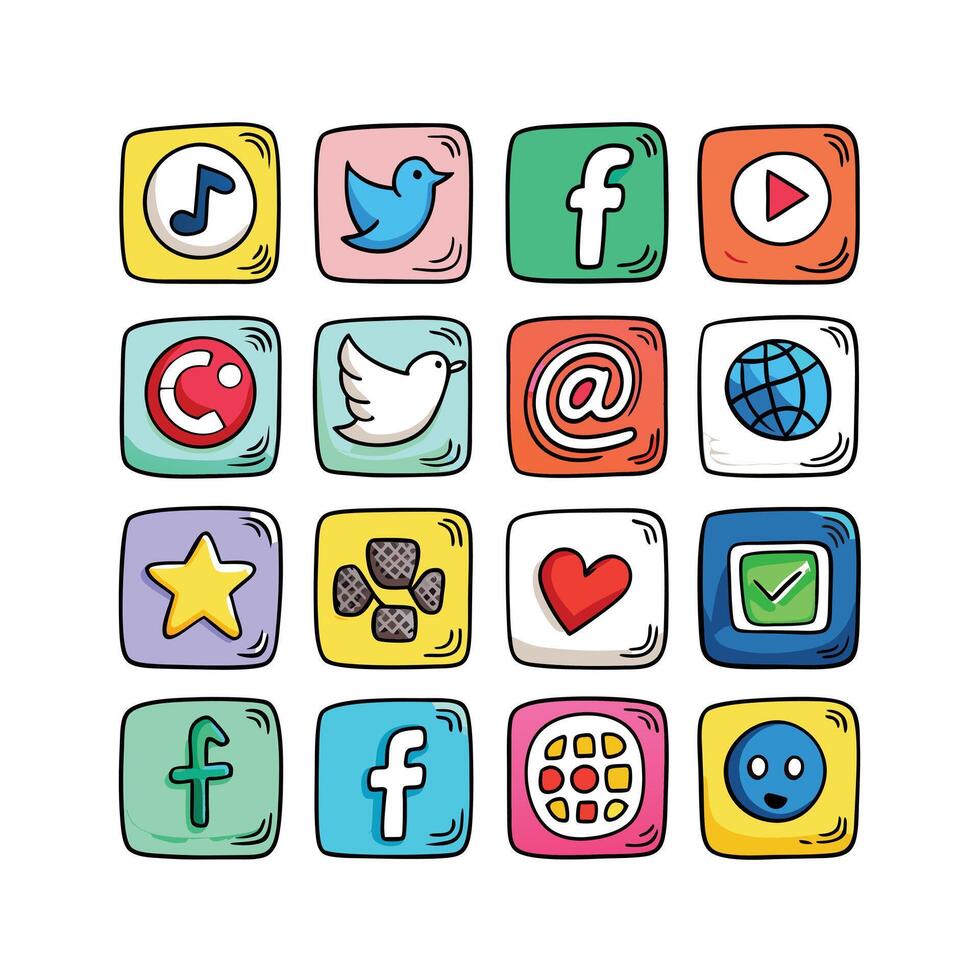Social Media Icon Set Collection for Websites and Mobile Applications vector