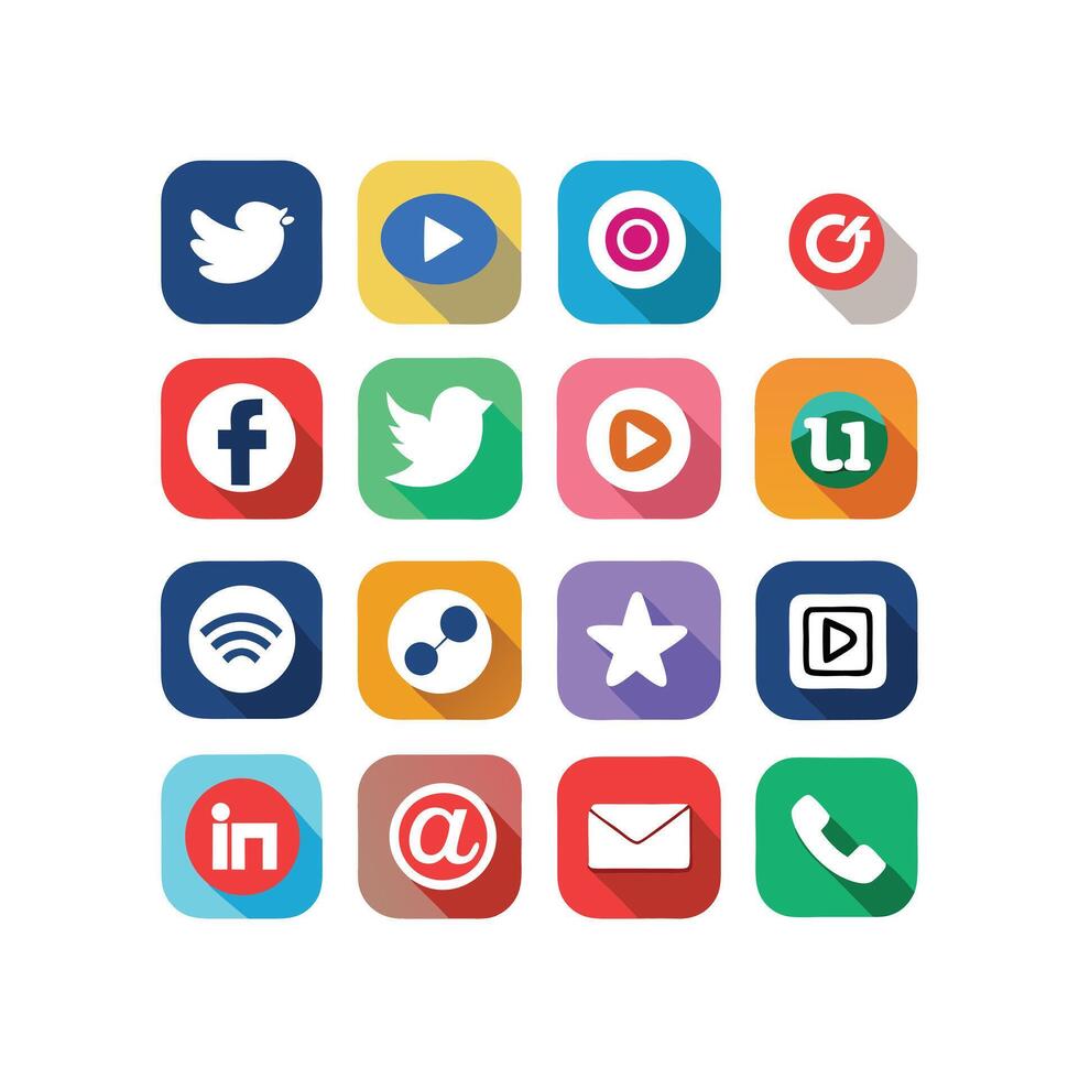 Social Media Icon Set Collection for Websites and Mobile Applications vector