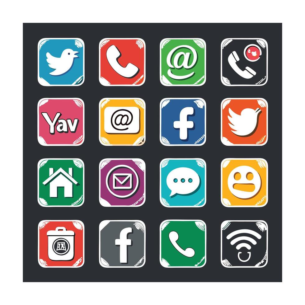 Social Media Icon Set Collection for Websites and Mobile Applications vector