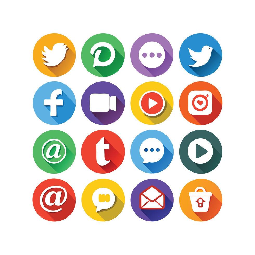 Social Media Icon Set Collection for Websites and Mobile Applications vector
