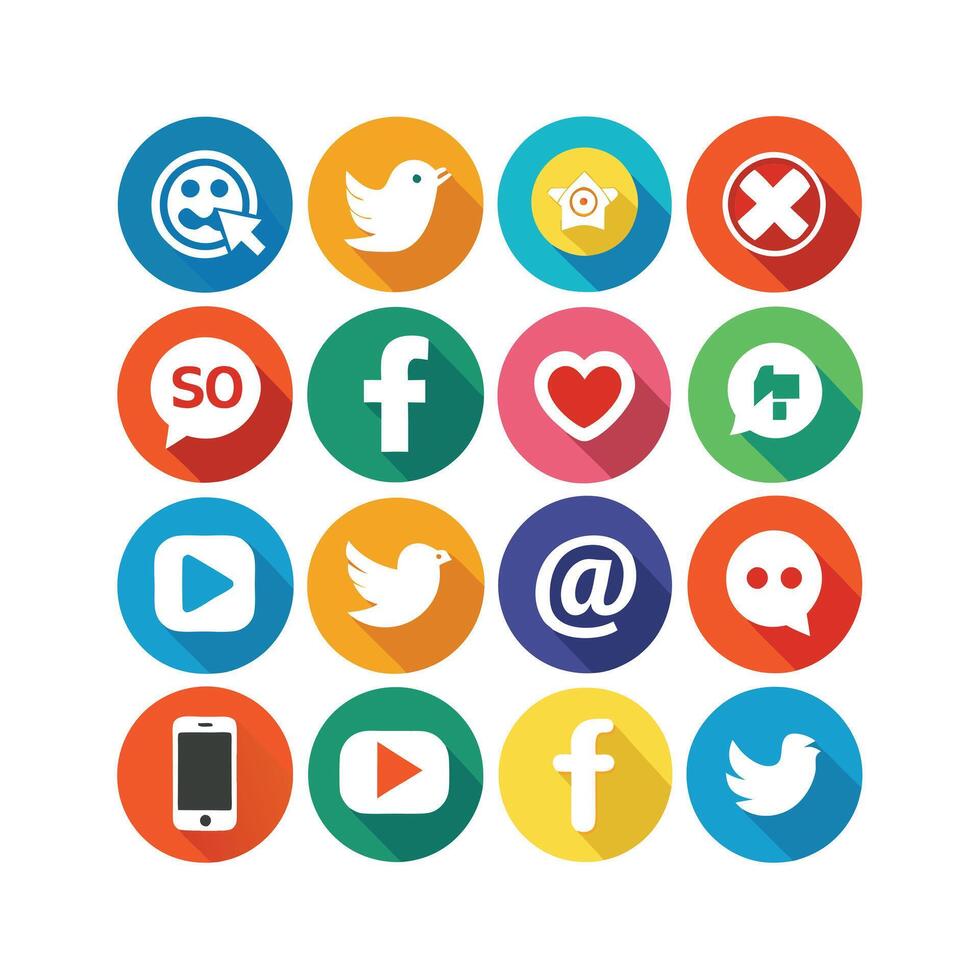 Social Media Icon Set Collection for Websites and Mobile Applications vector