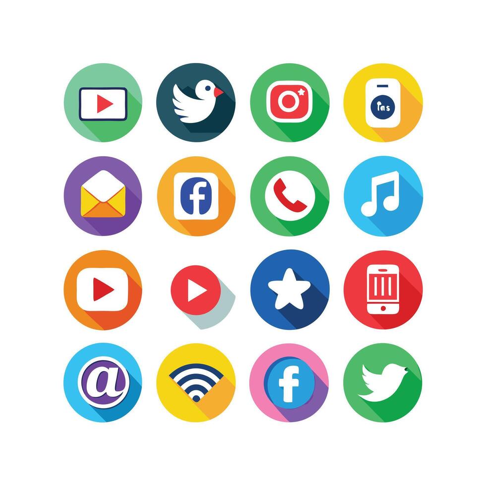 Social Media Icon Set Collection for Websites and Mobile Applications vector