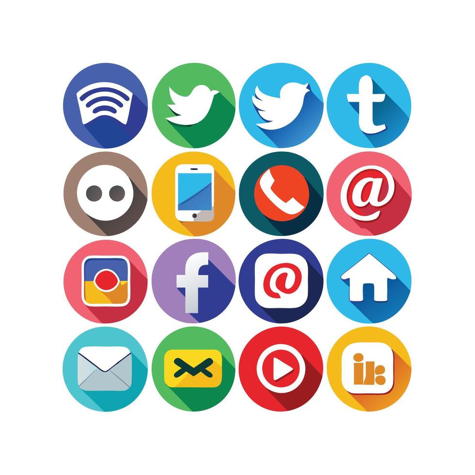 Social Media Icon Set Collection for Websites and Mobile Applications vector