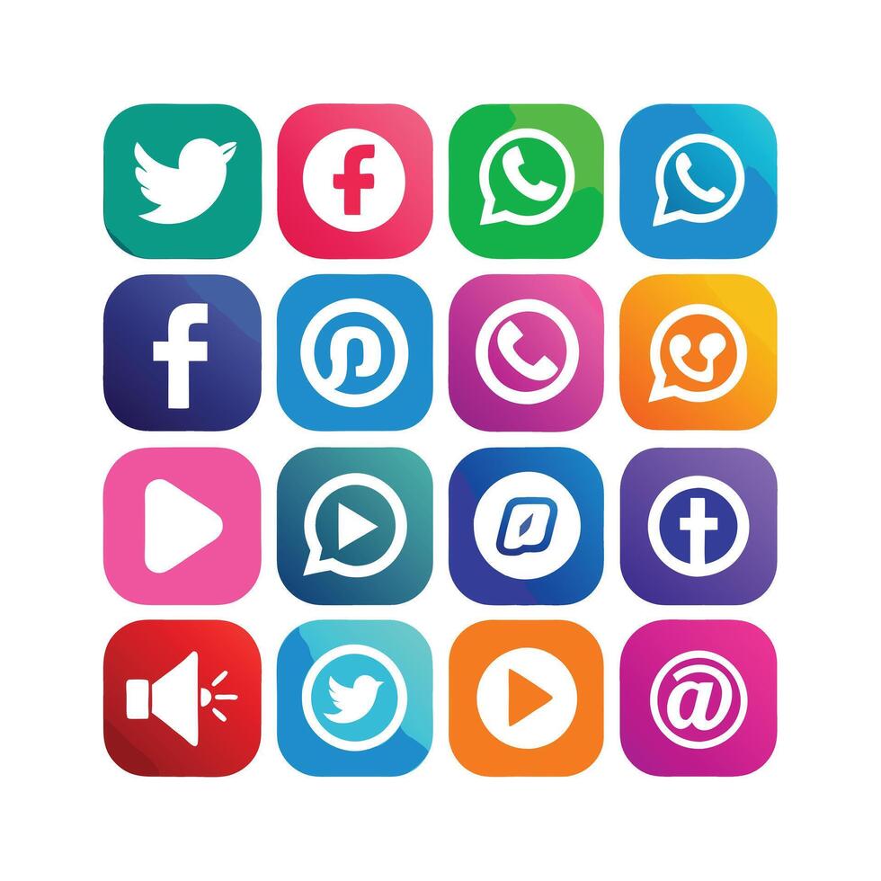 Social Media Icon Set Collection for Websites and Mobile Applications vector