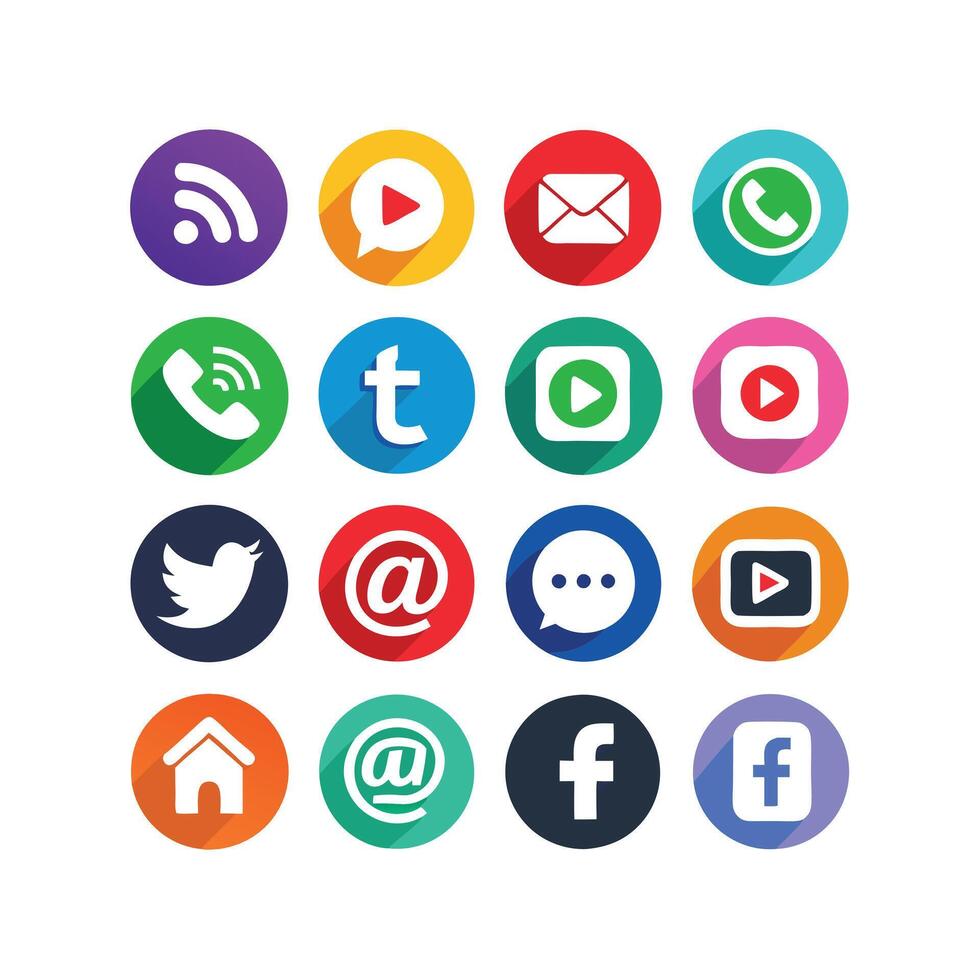 Social Media Icon Set Collection for Websites and Mobile Applications vector