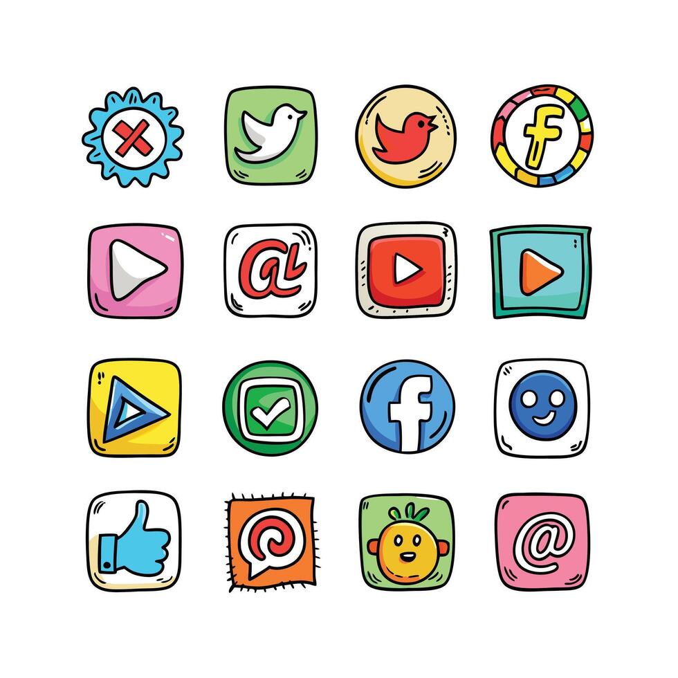 Social Media Icon Set Collection for Websites and Mobile Applications vector