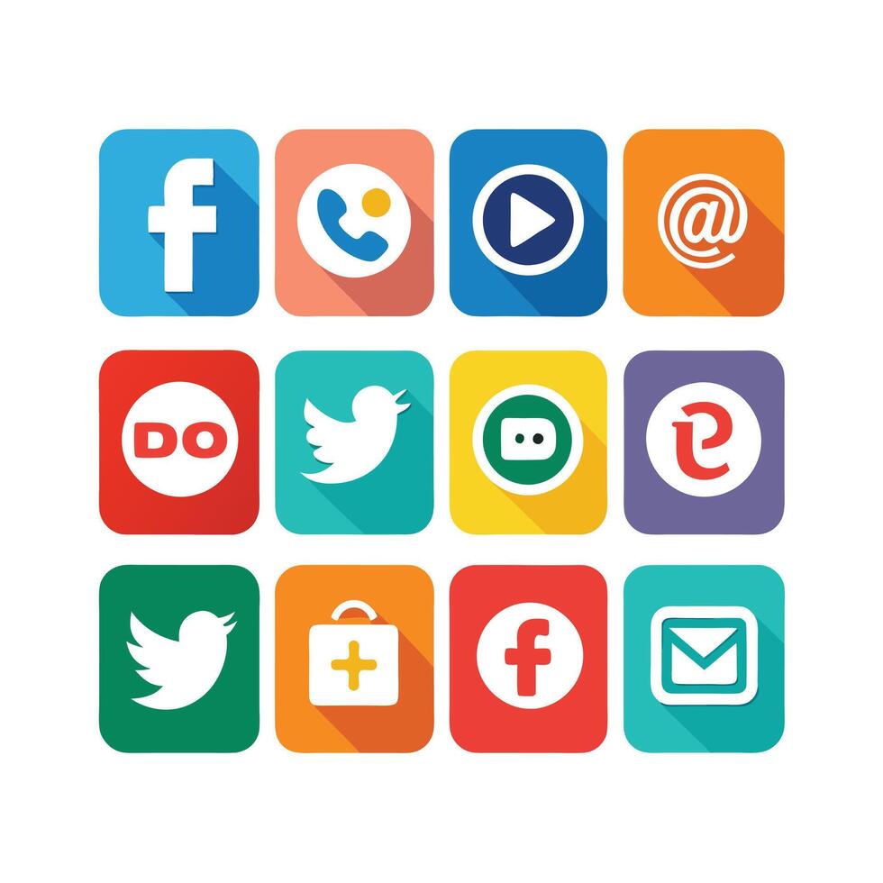 Social Media Icon Set Collection for Websites and Mobile Applications vector