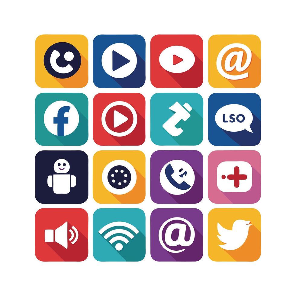 Social Media Icon Set Collection for Websites and Mobile Applications vector