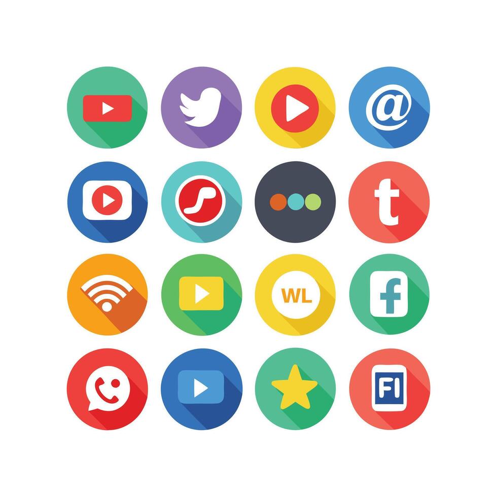 Social Media Icon Set Collection for Websites and Mobile Applications vector