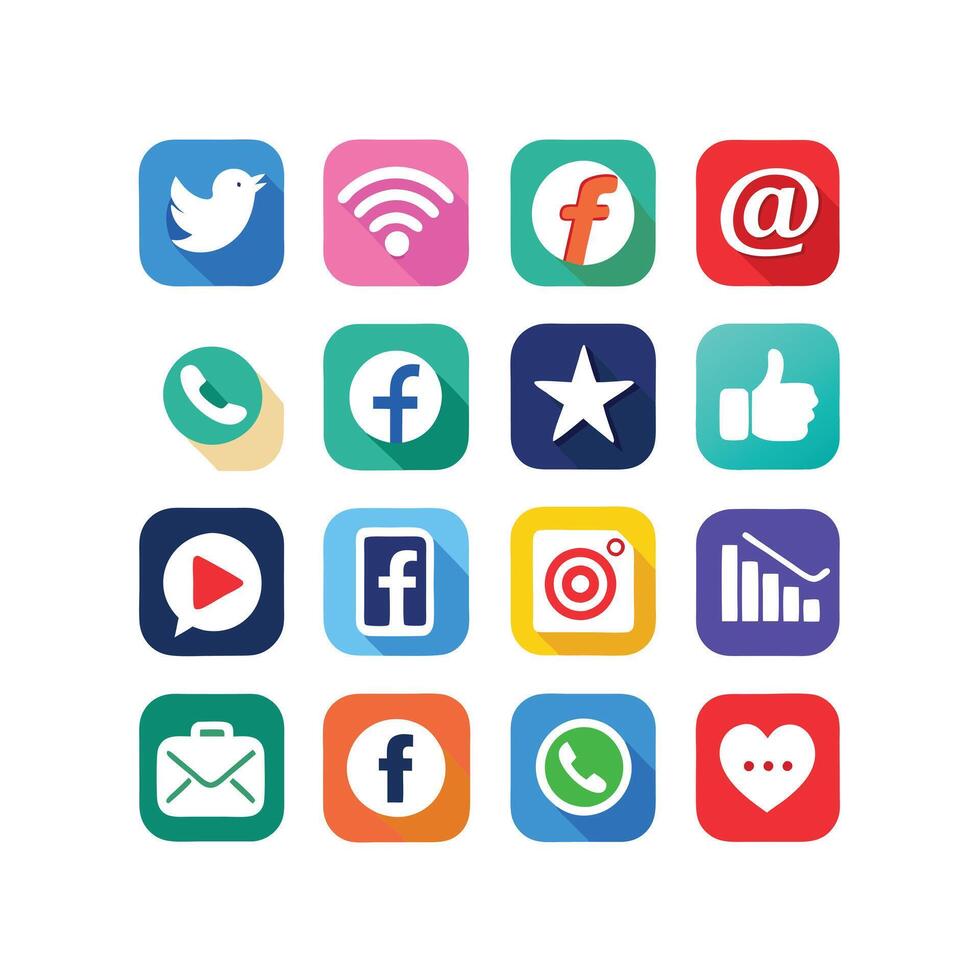 Social Media Icon Set Collection for Websites and Mobile Applications vector