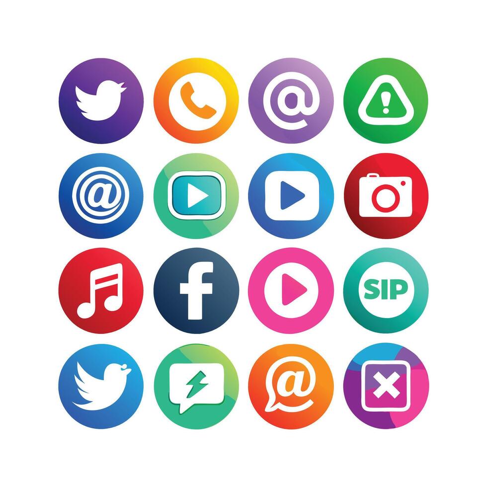 Social Media Icon Set Collection for Websites and Mobile Applications vector