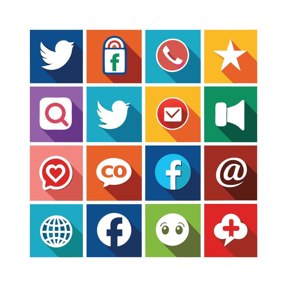 Social Media Icon Set Collection for Websites and Mobile Applications vector