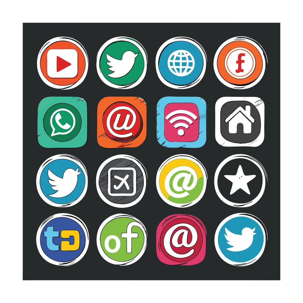 Social Media Icon Set Collection for Websites and Mobile Applications vector