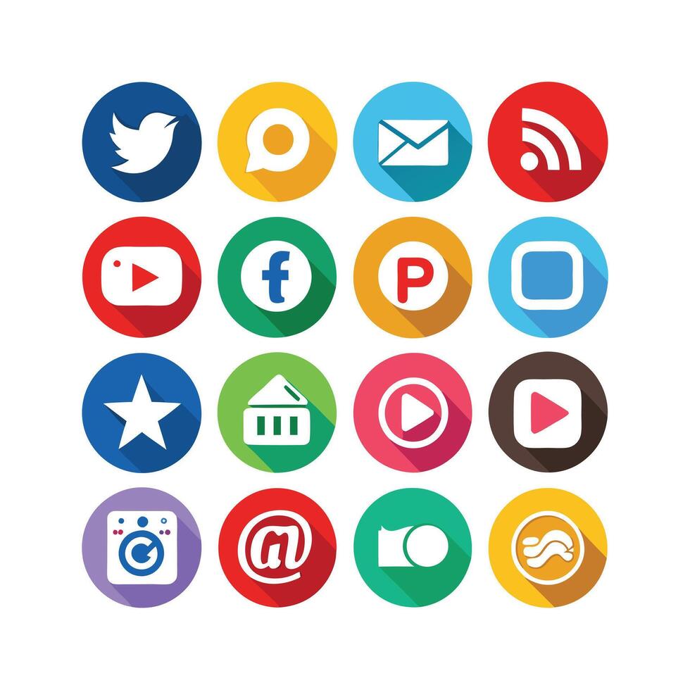 Social Media Icon Set Collection for Websites and Mobile Applications vector