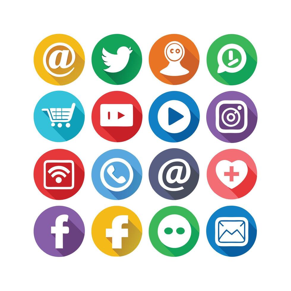 Social Media Icon Set Collection for Websites and Mobile Applications vector