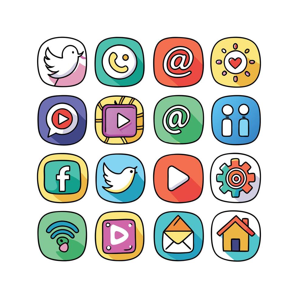 Social Media Icon Set Collection for Websites and Mobile Applications vector
