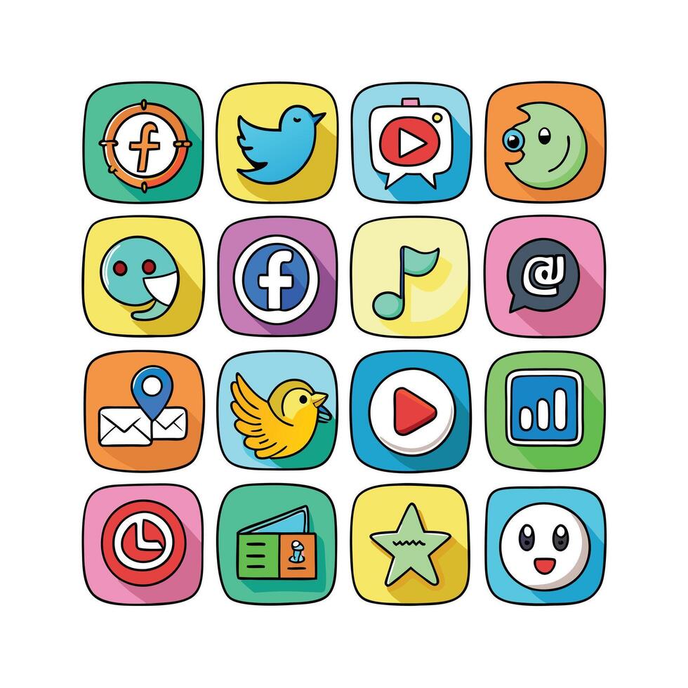 Social Media Icon Set Collection for Websites and Mobile Applications vector