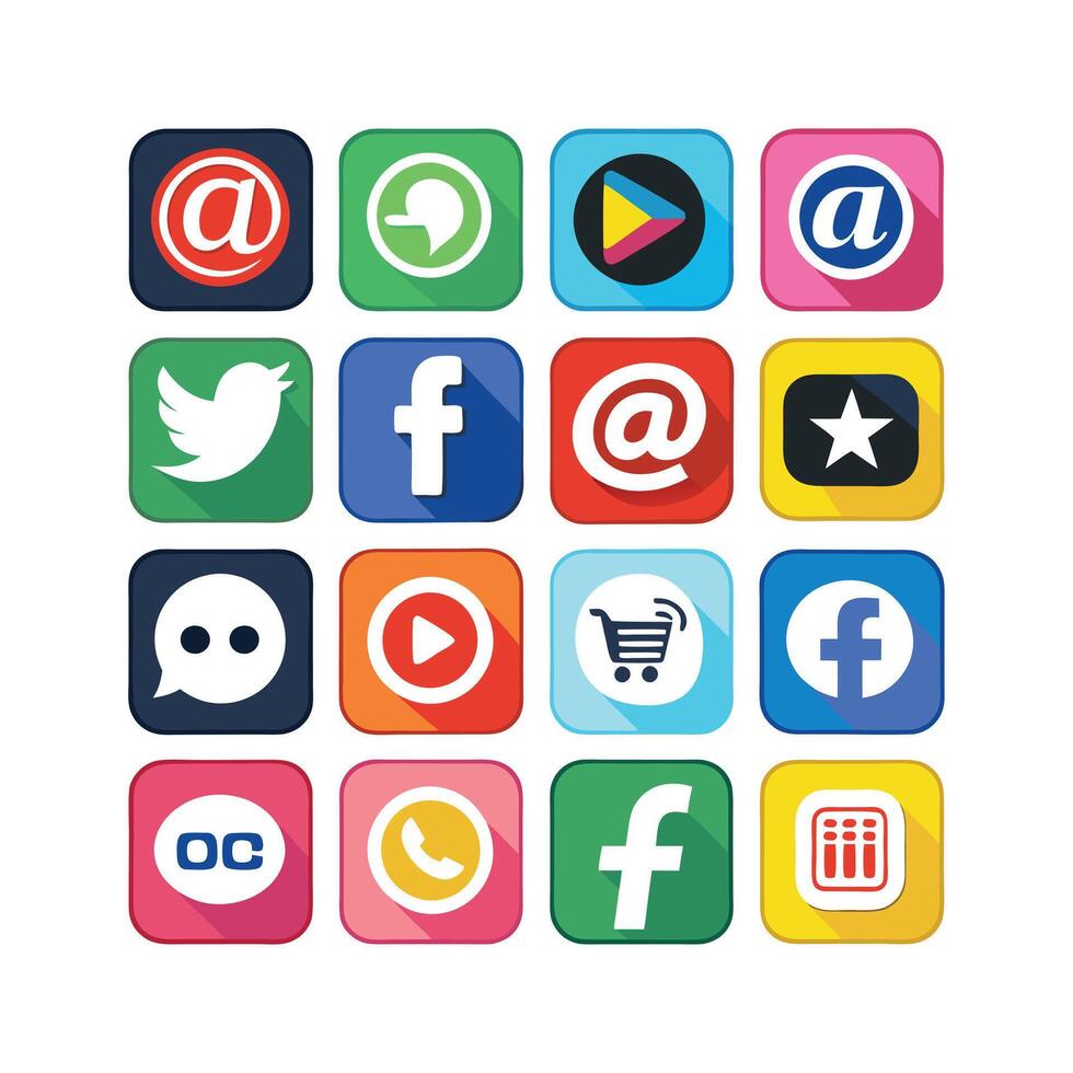 Social Media Icon Set Collection for Websites and Mobile Applications vector