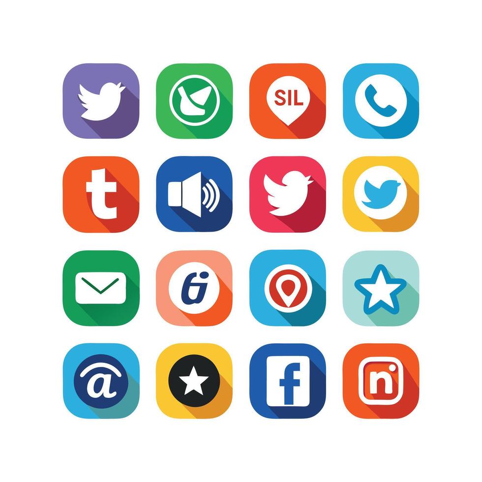 Social Media Icon Set Collection for Websites and Mobile Applications vector