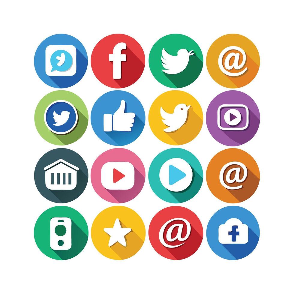 Social Media Icon Set Collection for Websites and Mobile Applications vector