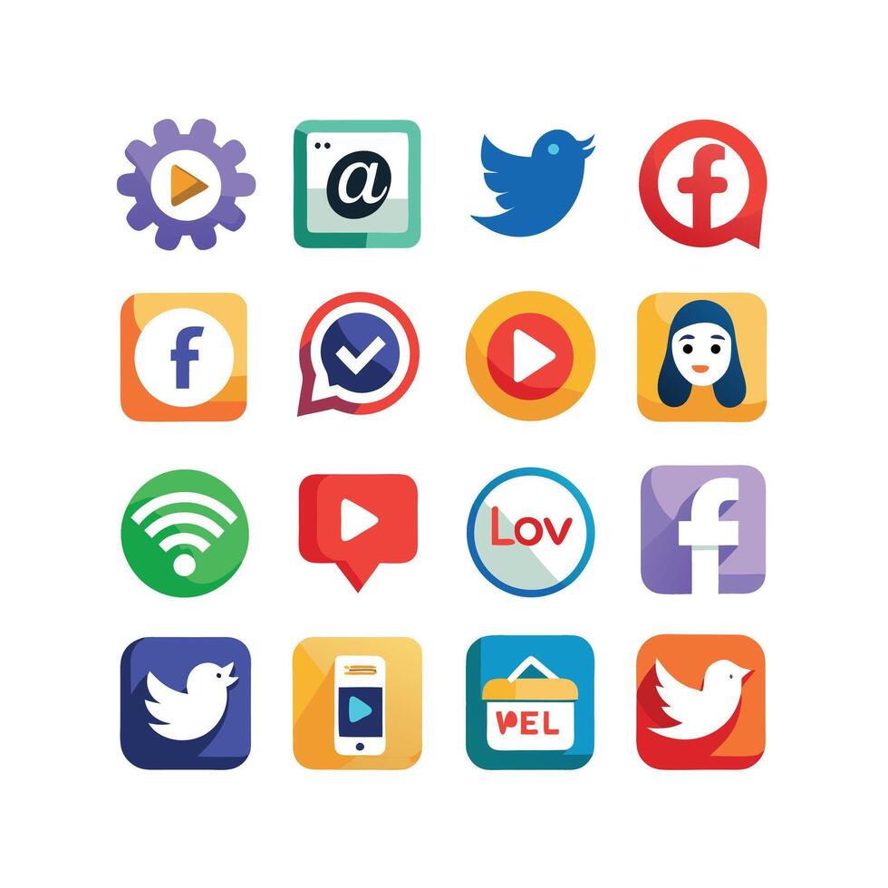 Social Media Icon Set Collection for Websites and Mobile Applications vector