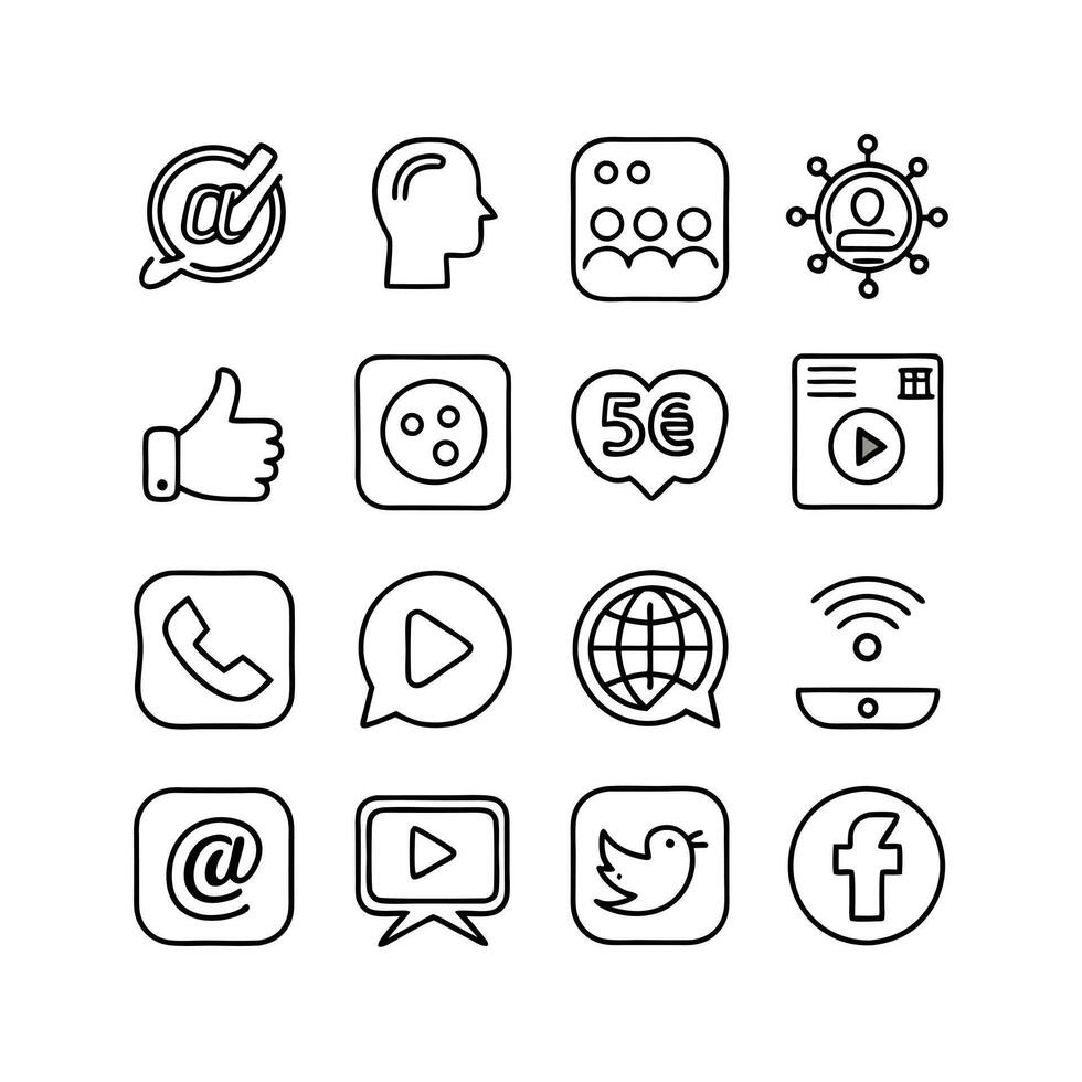 Social Media Icon Set Collection for Websites and Mobile Applications vector