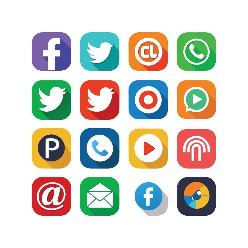 Social Media Icon Set Collection for Websites and Mobile Applications vector
