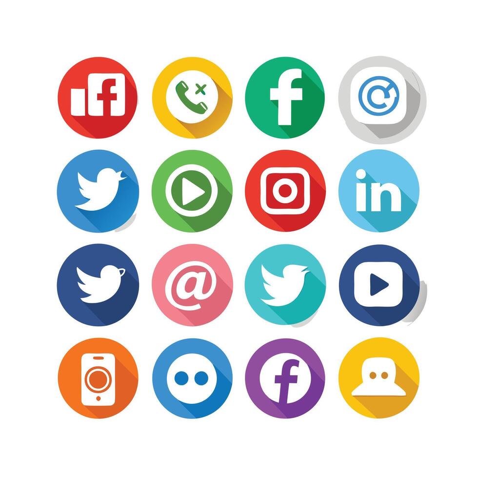 Social Media Icon Set Collection for Websites and Mobile Applications vector