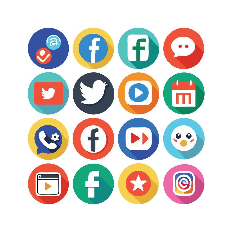 Social Media Icon Set Collection for Websites and Mobile Applications vector