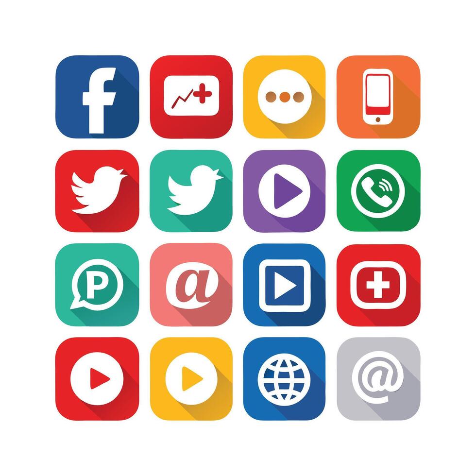 Social Media Icon Set Collection for Websites and Mobile Applications vector