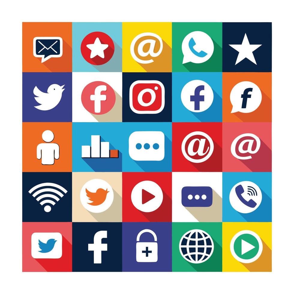 Social Media Icon Set Collection for Websites and Mobile Applications vector