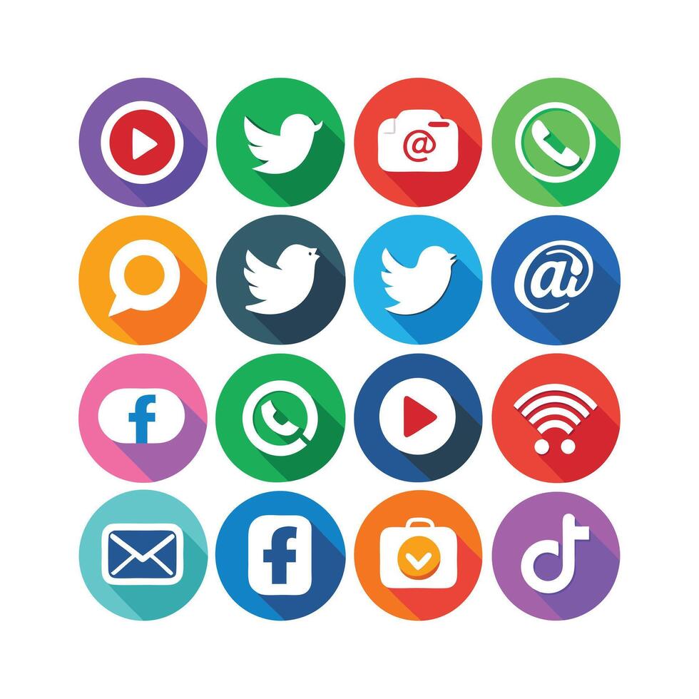 Social Media Icon Set Collection for Websites and Mobile Applications vector