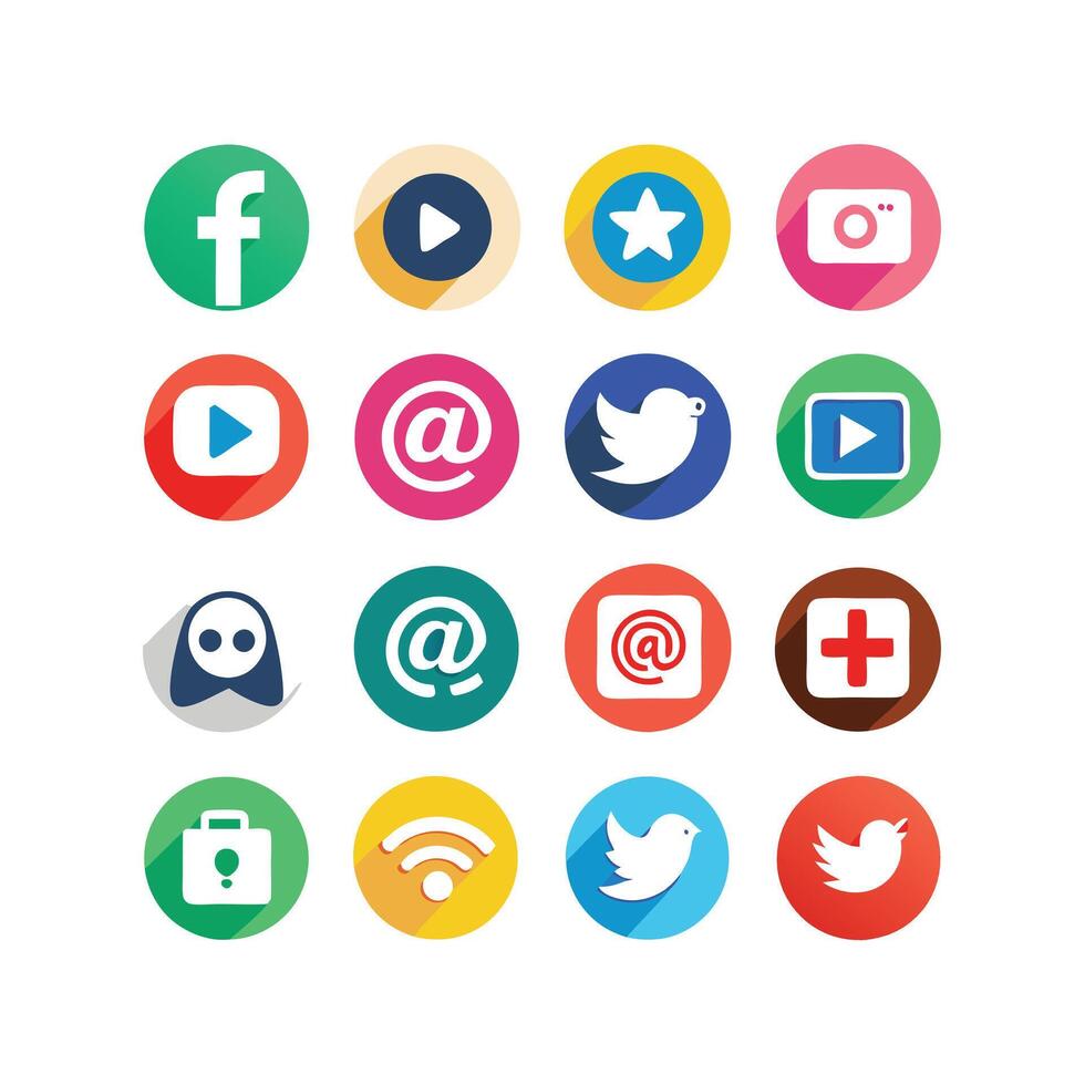 Social Media Icon Set Collection for Websites and Mobile Applications vector