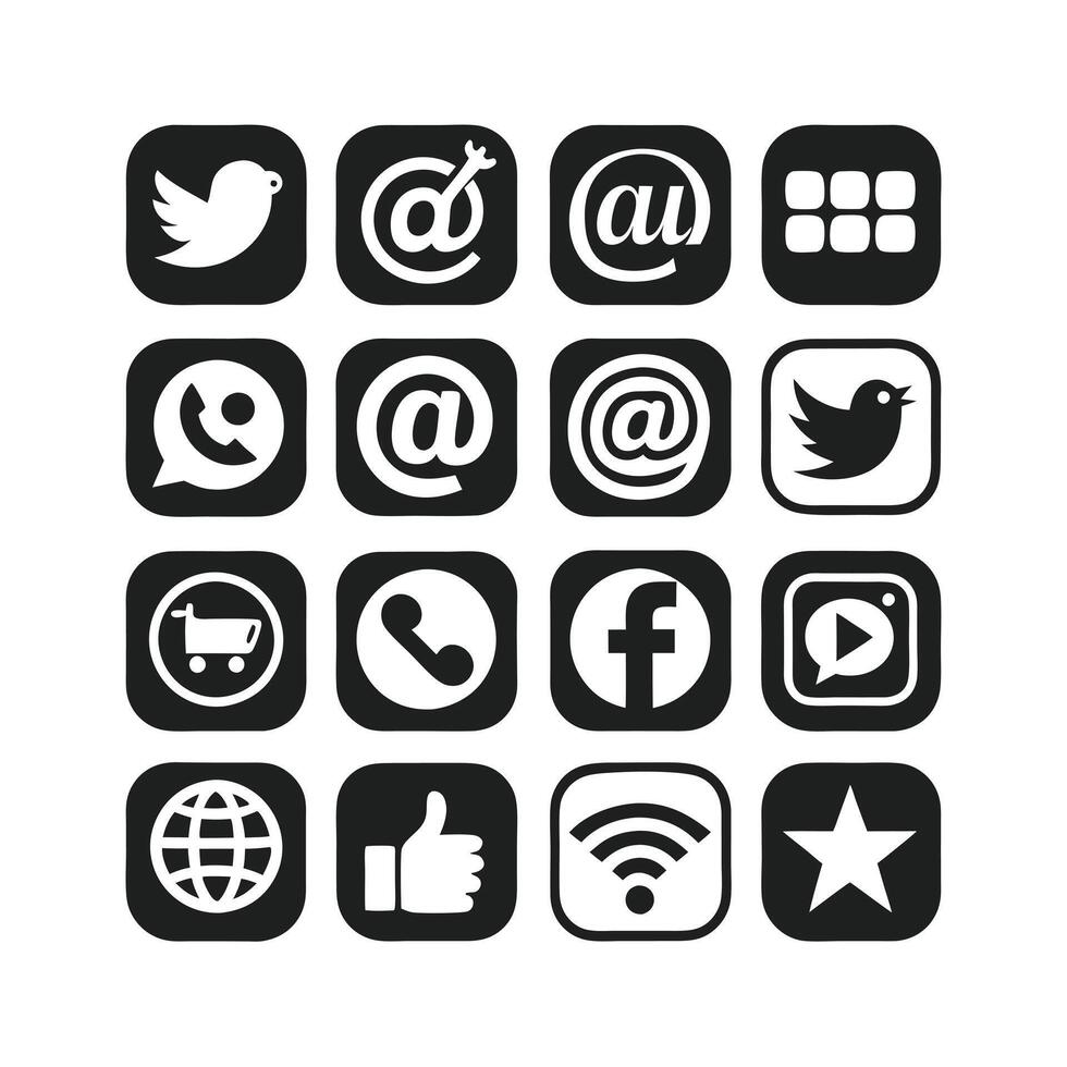 Social Media Icon Set Collection for Websites and Mobile Applications vector