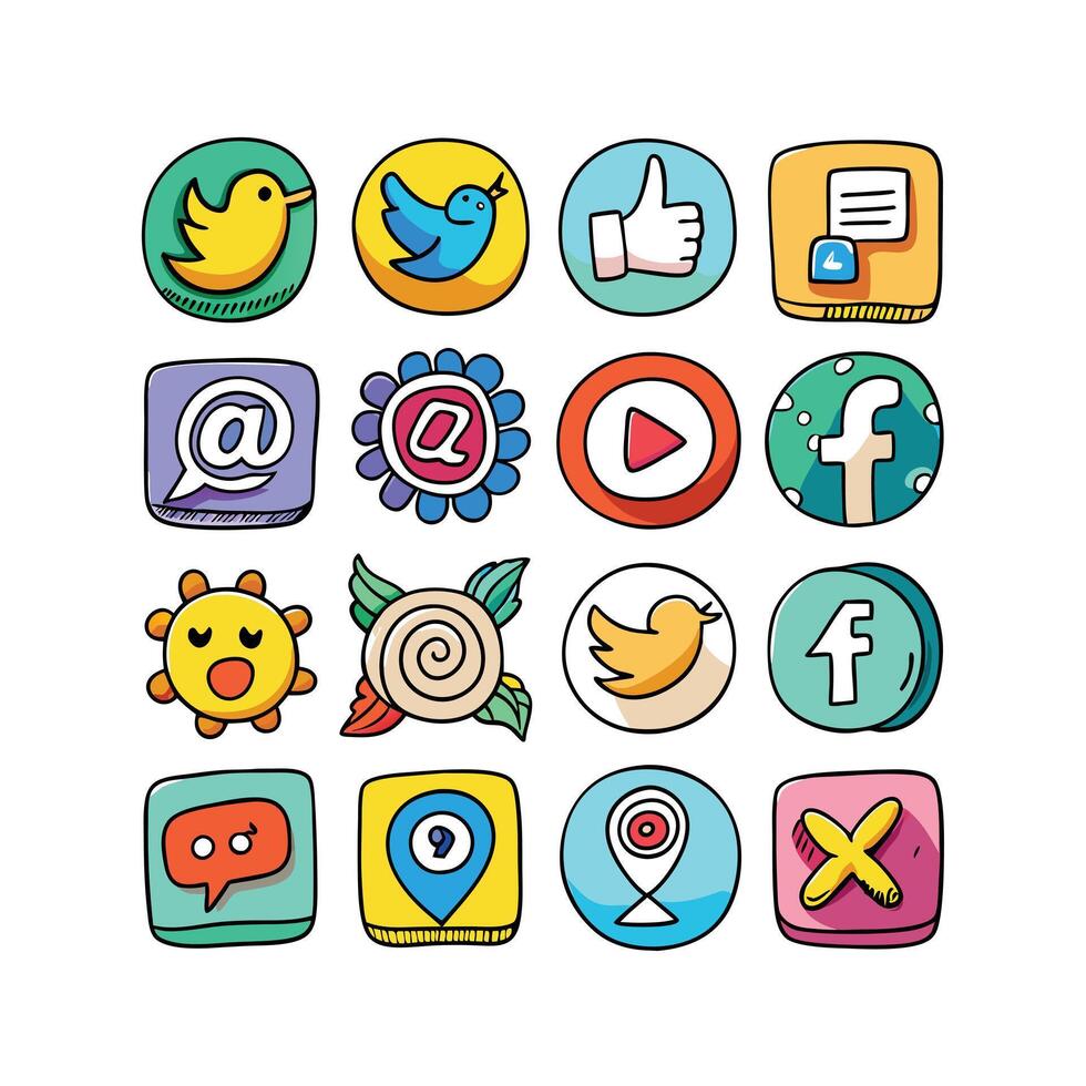Social Media Icon Set Collection for Websites and Mobile Applications vector