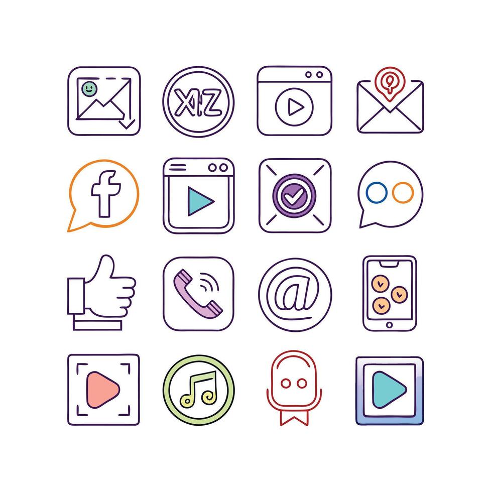 Social Media Icon Set Collection for Websites and Mobile Applications vector