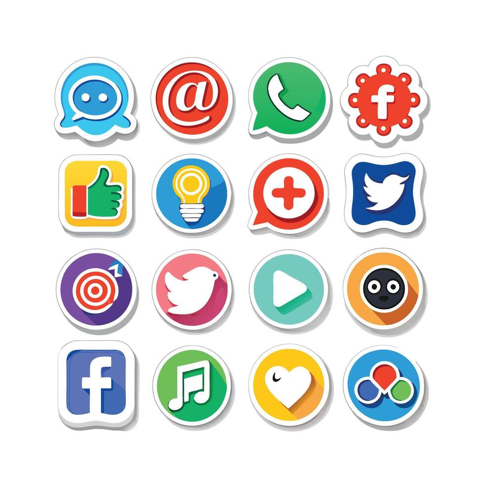 Social Media Icon Set Collection for Websites and Mobile Applications vector