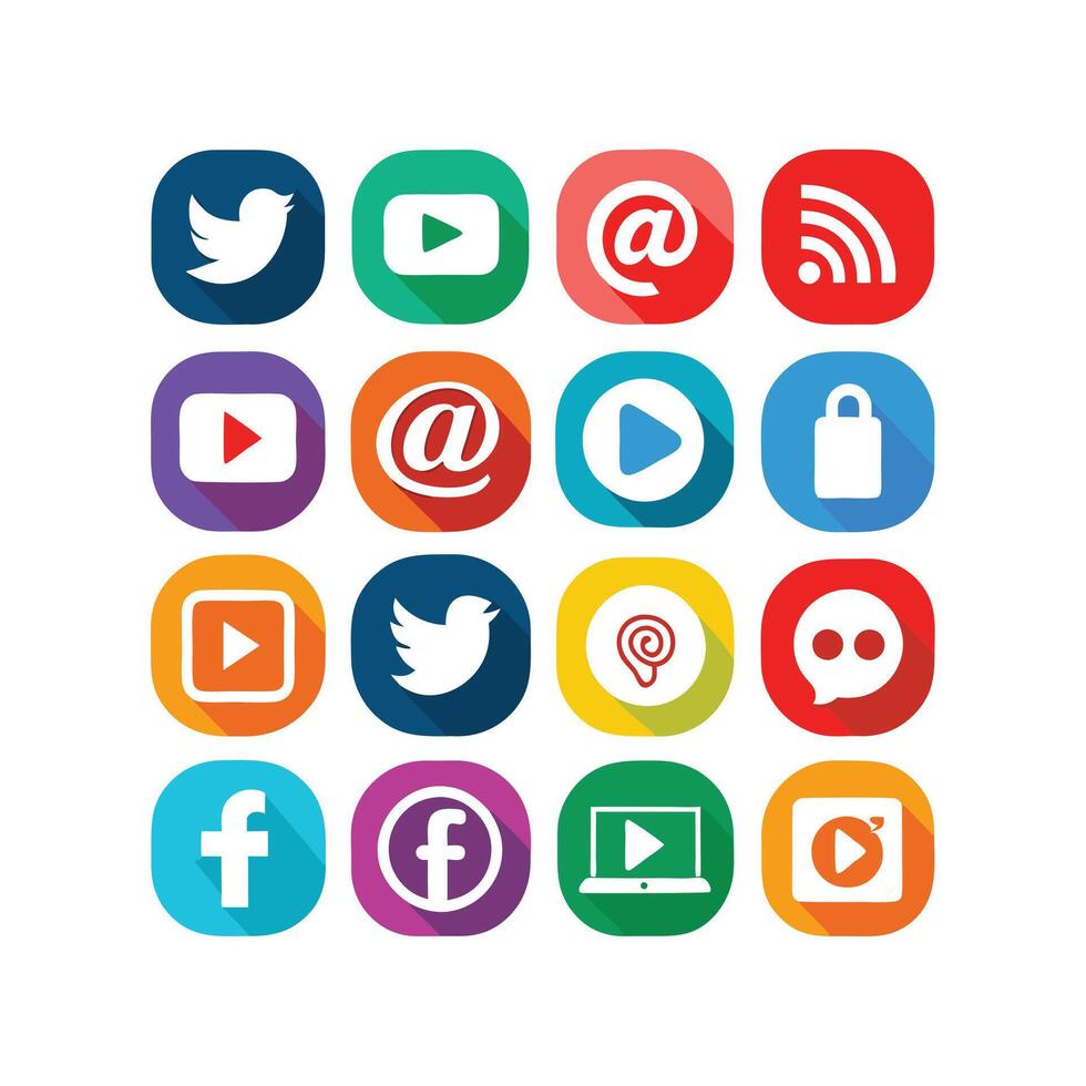 Social Media Icon Set Collection for Websites and Mobile Applications vector
