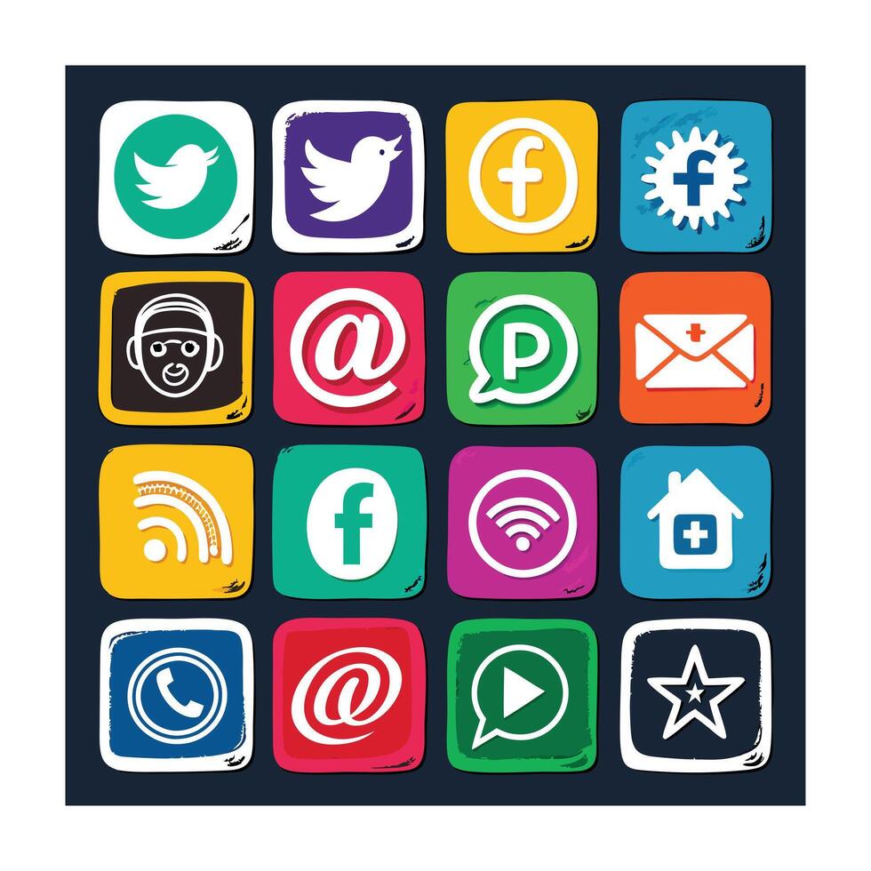 Social Media Icon Set Collection for Websites and Mobile Applications vector