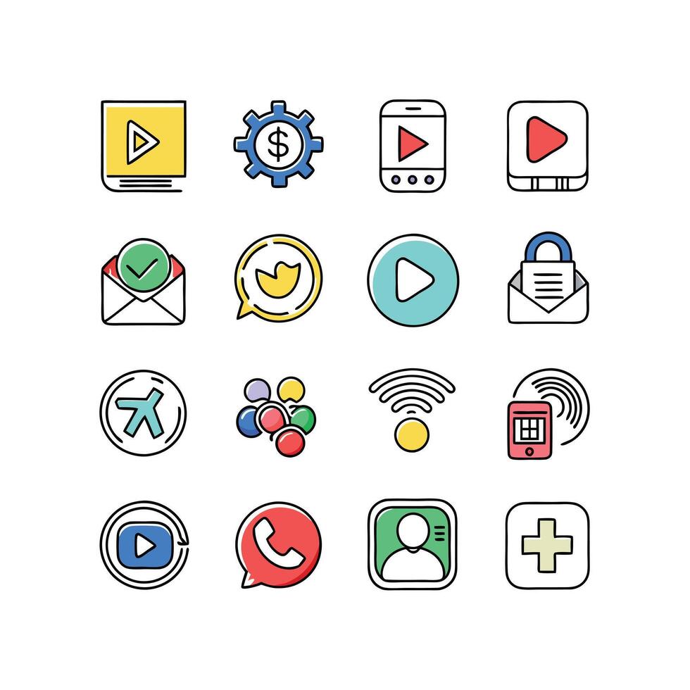 Social Media Icon Set Collection for Websites and Mobile Applications vector