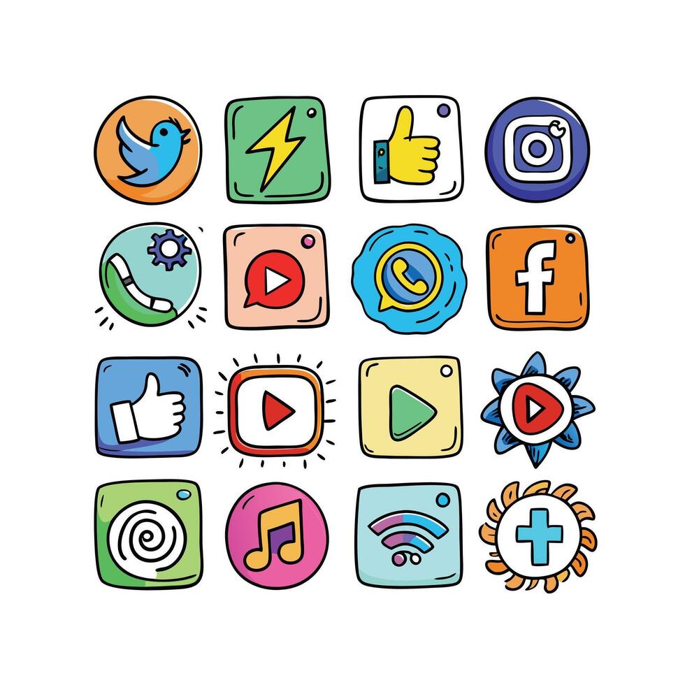 Social Media Icon Set Collection for Websites and Mobile Applications vector