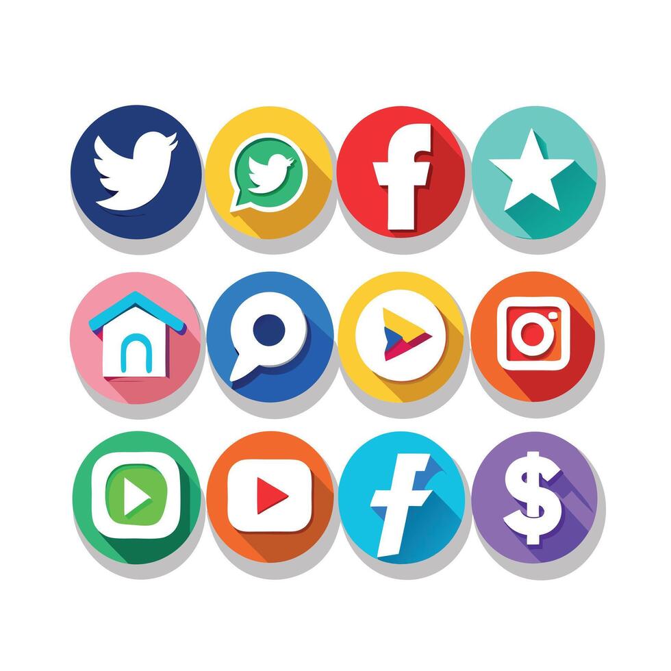 Social Media Icon Set Collection for Websites and Mobile Applications vector